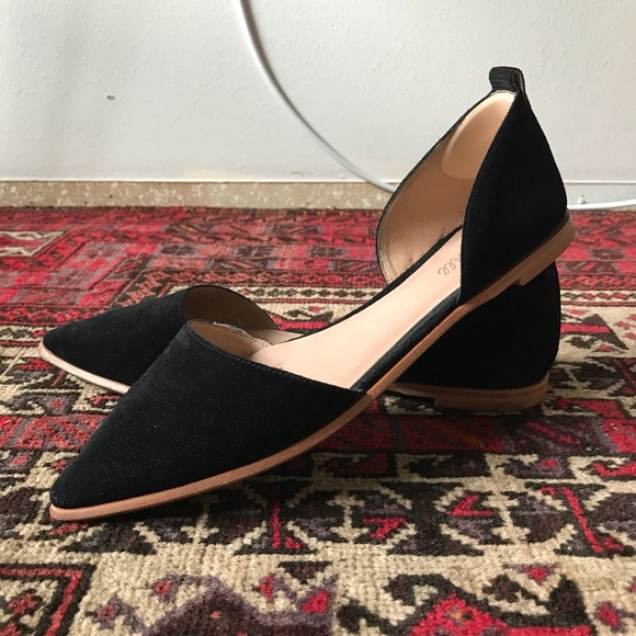 Madewell Arielle Black Suede D’Orsay Flats with Ankle Ties - Picture 3 of 6